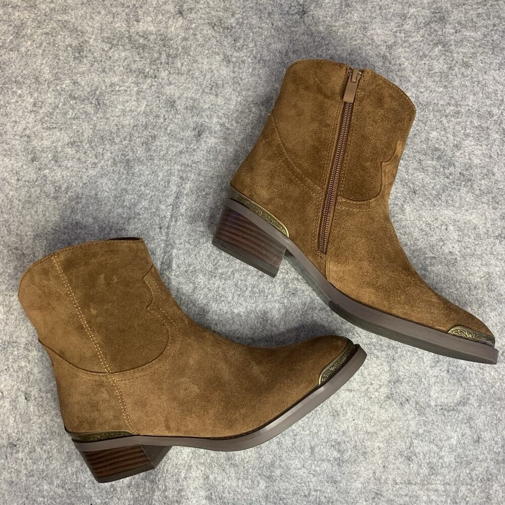 NWOT Very Volatile Brown Suede Ankle Boots, Women’s Size 8, Cowgirl Boots Zipper